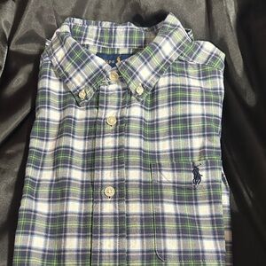 Ralph Lauren Green and Blue Plaid Kids Polo Shirt